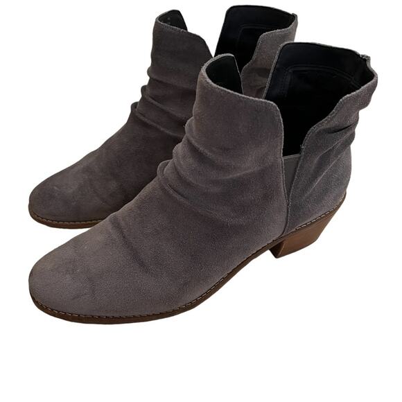 Cole Haan Gray Alayna Suede Slouch Stack Heeled Booties  Size 9 - Picture 2 of 8